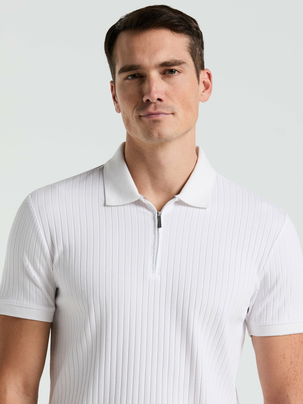 Perry Ellis Clothing Quarter Zip Ribbed Polo