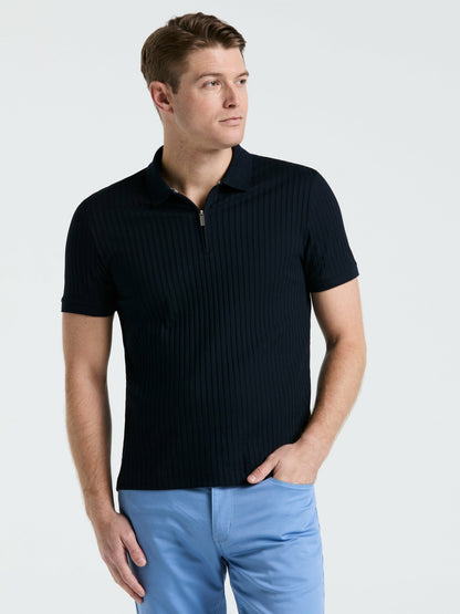 Perry Ellis Clothing Quarter Zip Ribbed Polo