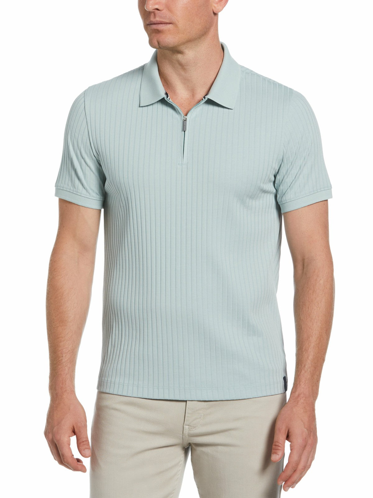 Perry Ellis Clothing Quarter Zip Ribbed Polo