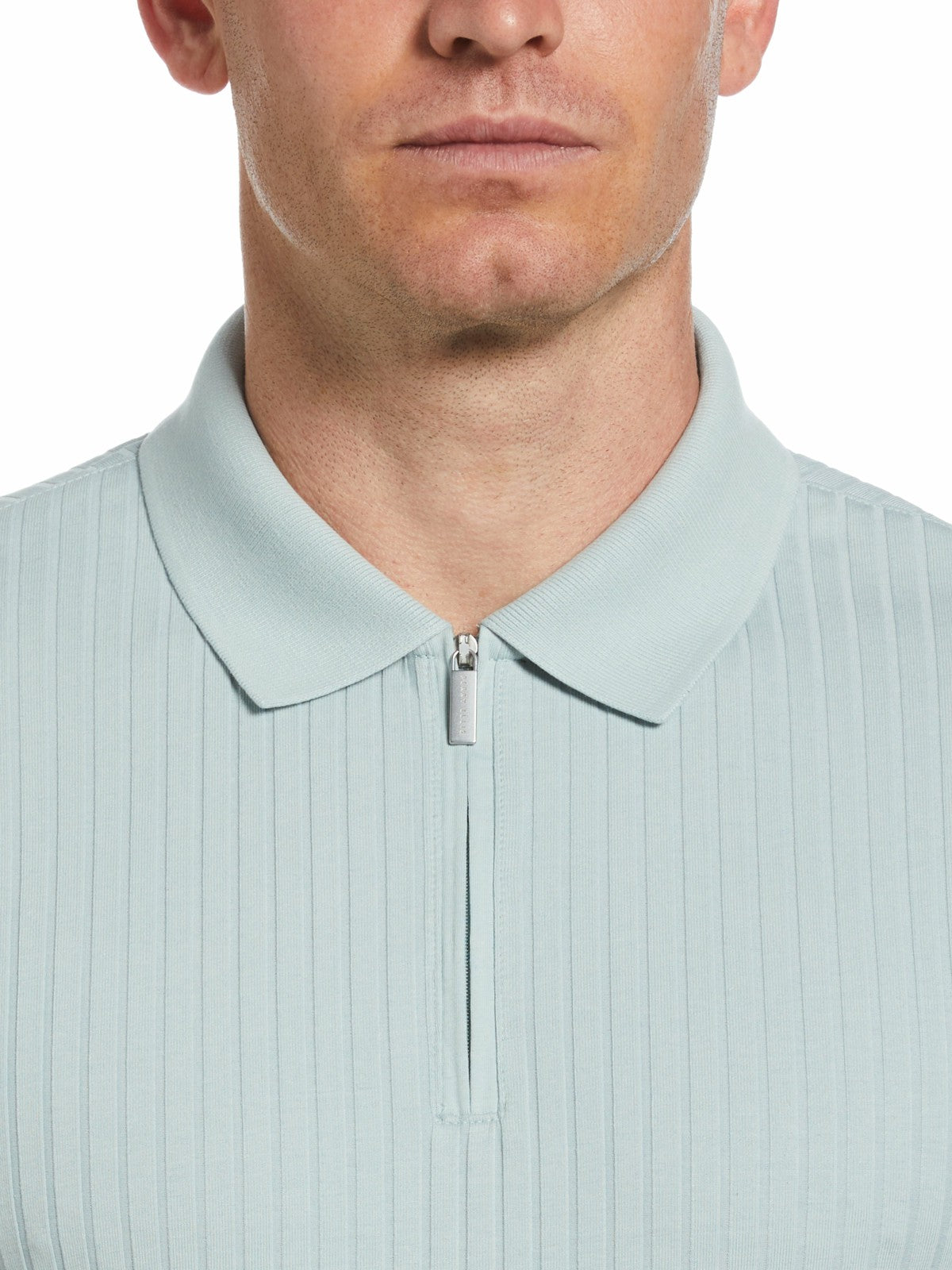 Perry Ellis Clothing Quarter Zip Ribbed Polo
