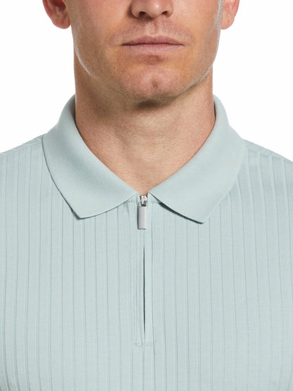 Perry Ellis Clothing Quarter Zip Ribbed Polo