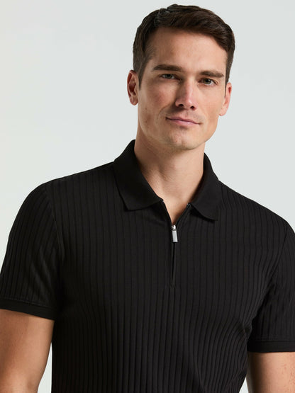 Perry Ellis Clothing Quarter Zip Ribbed Polo