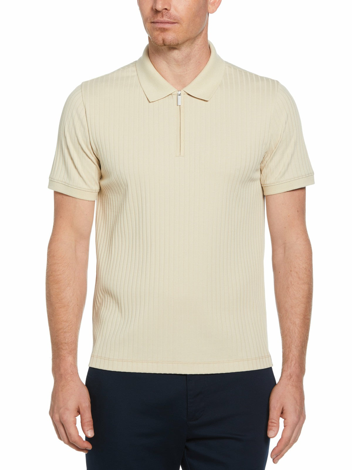Perry Ellis Clothing Quarter Zip Ribbed Polo