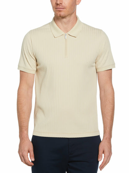 Perry Ellis Clothing Quarter Zip Ribbed Polo