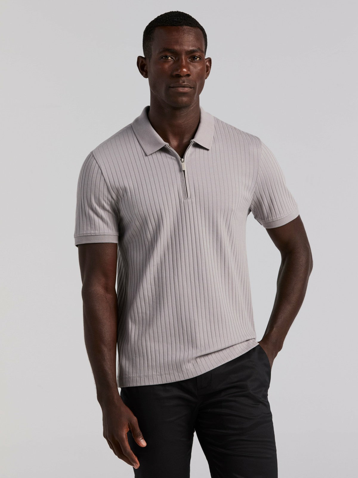 Perry Ellis Clothing Quarter Zip Ribbed Polo