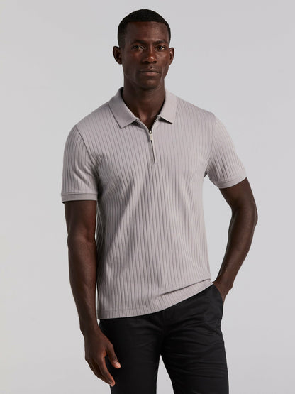 Perry Ellis Clothing Quarter Zip Ribbed Polo