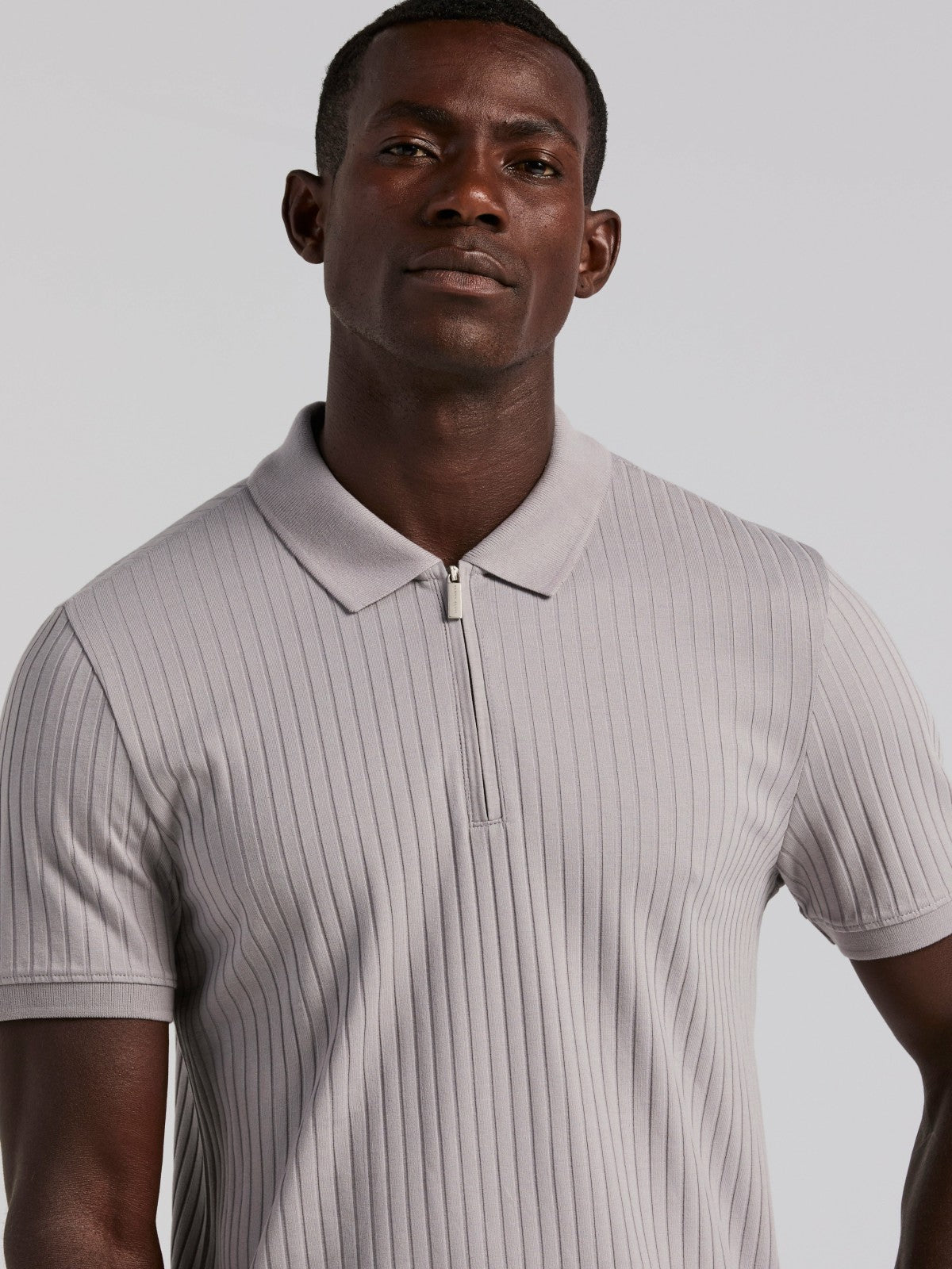 Perry Ellis Clothing Quarter Zip Ribbed Polo