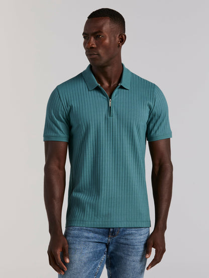 Perry Ellis Clothing Quarter Zip Ribbed Polo