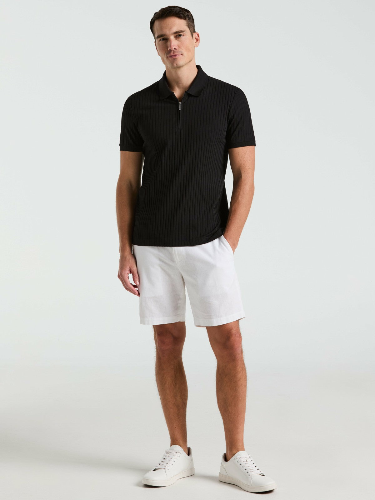Perry Ellis Clothing Quarter Zip Ribbed Polo