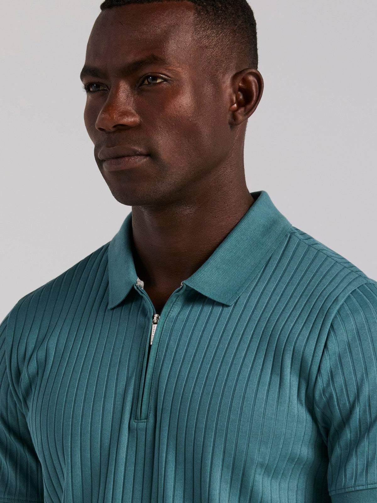 Perry Ellis Clothing Quarter Zip Ribbed Polo