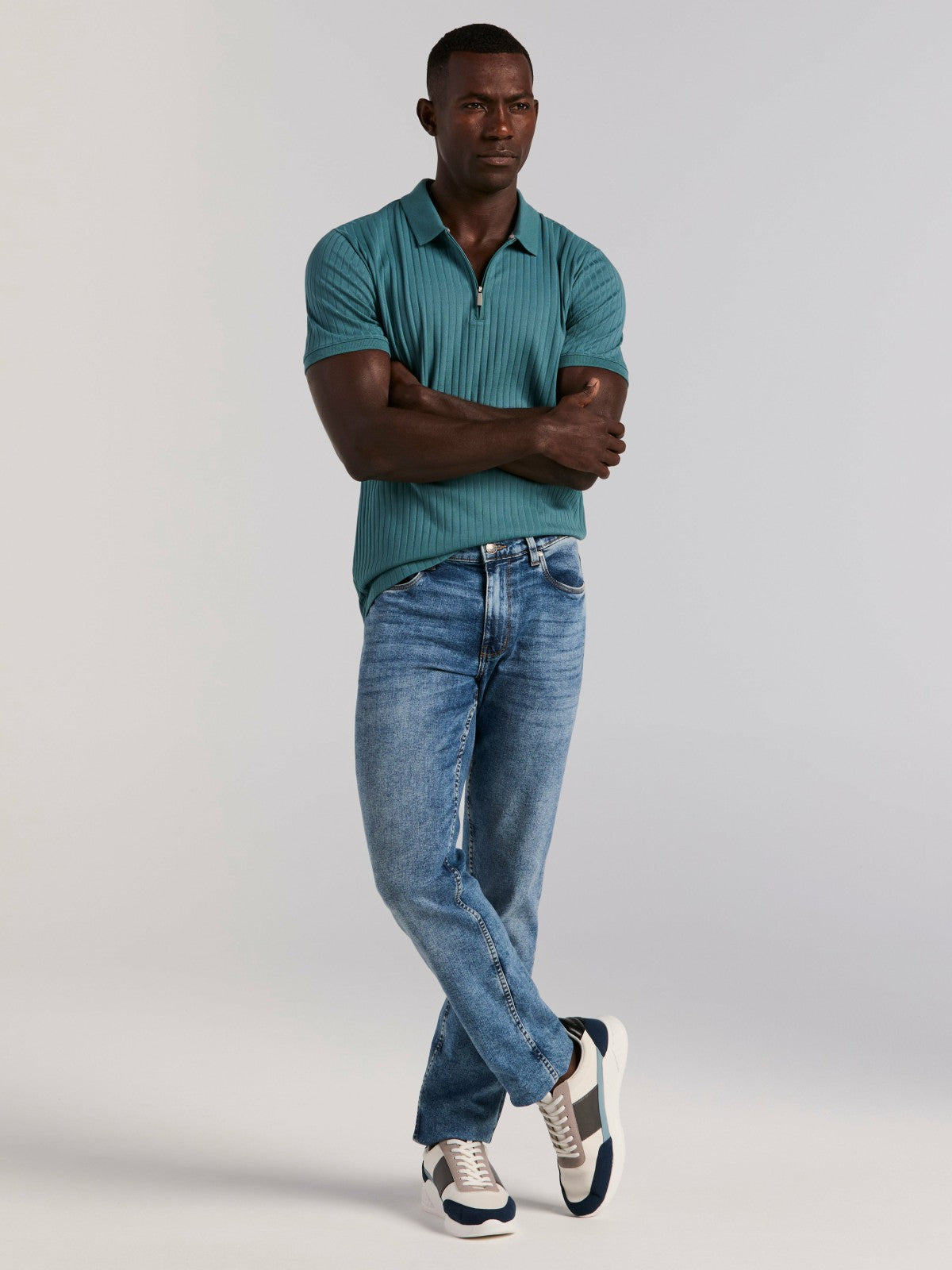 Perry Ellis Clothing Quarter Zip Ribbed Polo