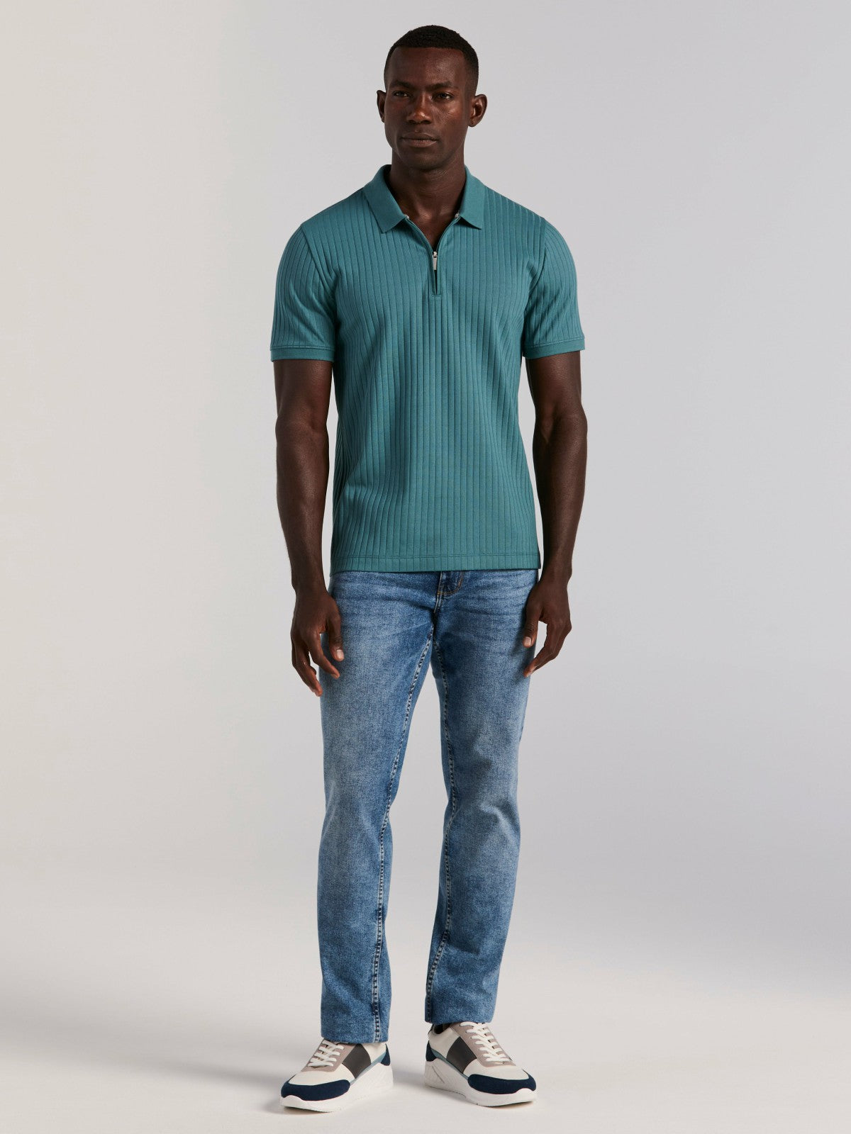 Perry Ellis Clothing Quarter Zip Ribbed Polo