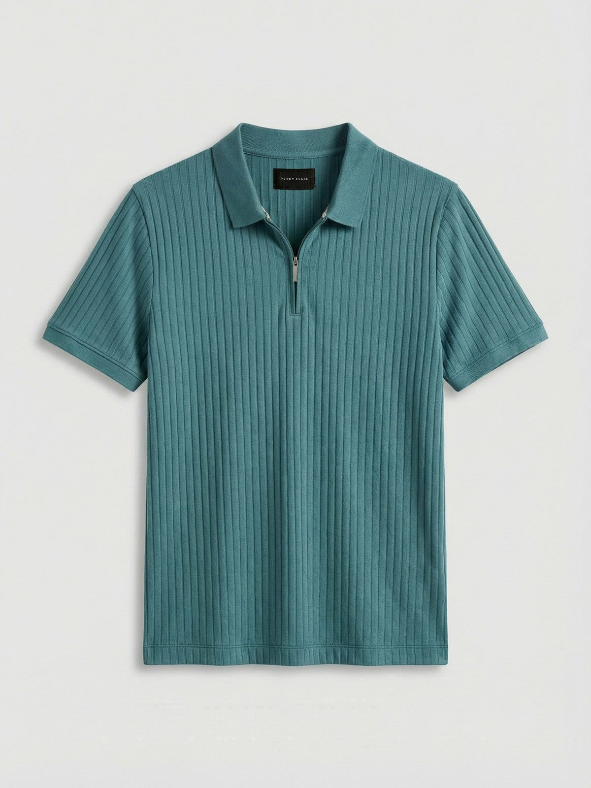 Perry Ellis Clothing Quarter Zip Ribbed Polo