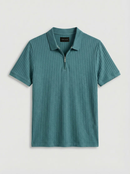 Perry Ellis Clothing Quarter Zip Ribbed Polo