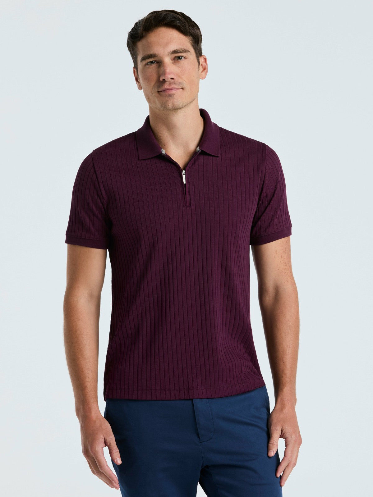 Perry Ellis Clothing Quarter Zip Ribbed Polo