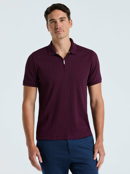 Perry Ellis Clothing Quarter Zip Ribbed Polo