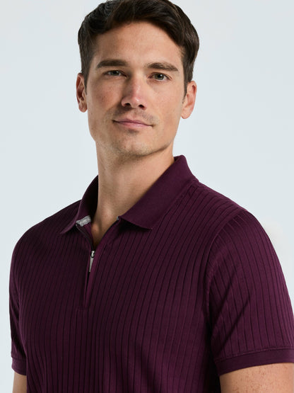 Perry Ellis Clothing Quarter Zip Ribbed Polo
