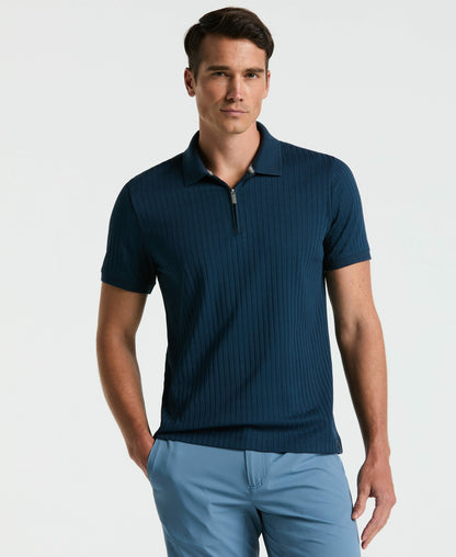 Perry Ellis Clothing Quarter Zip Ribbed Polo