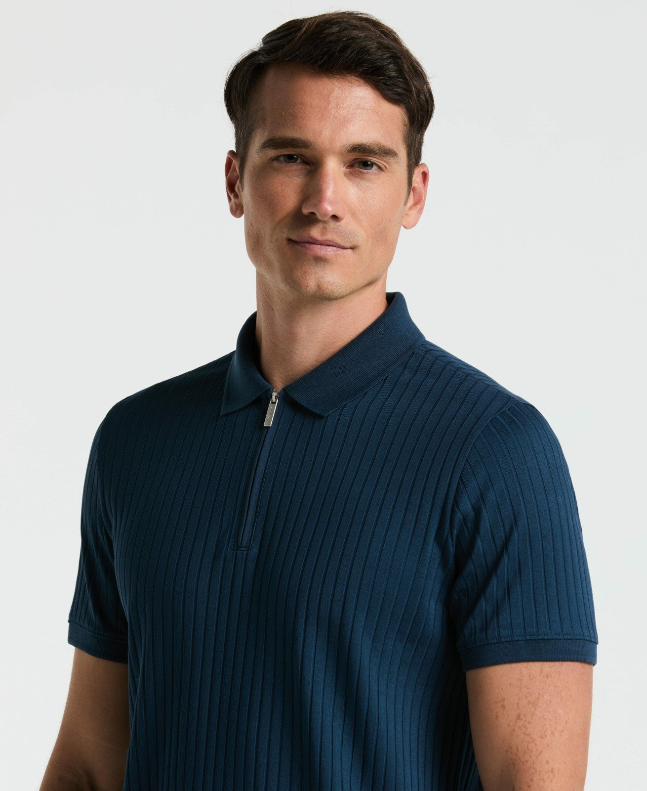 Perry Ellis Clothing Quarter Zip Ribbed Polo