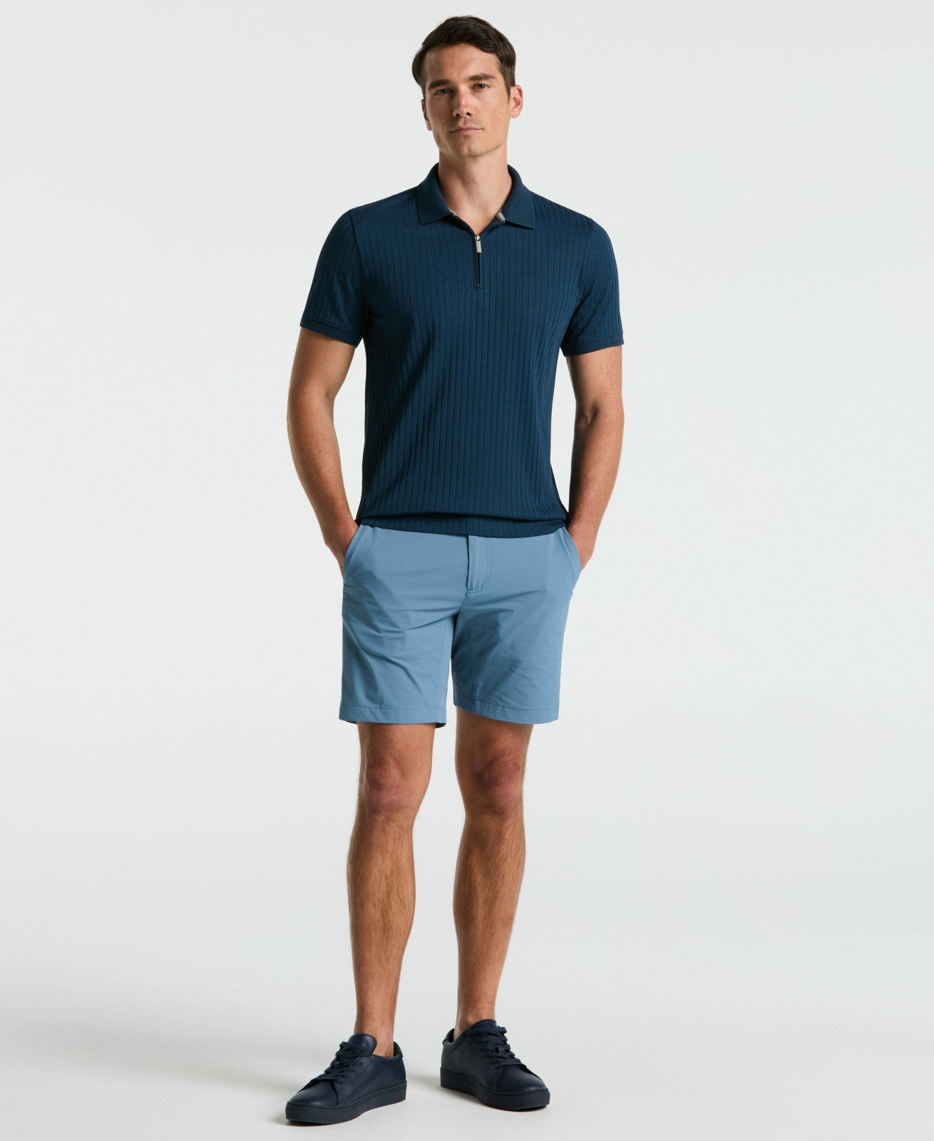 Perry Ellis Clothing Quarter Zip Ribbed Polo