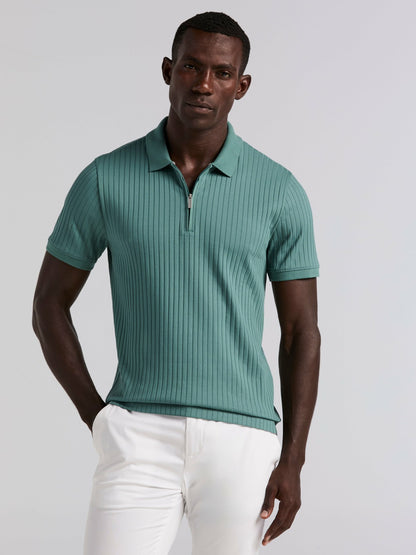 Perry Ellis Clothing Quarter Zip Ribbed Polo
