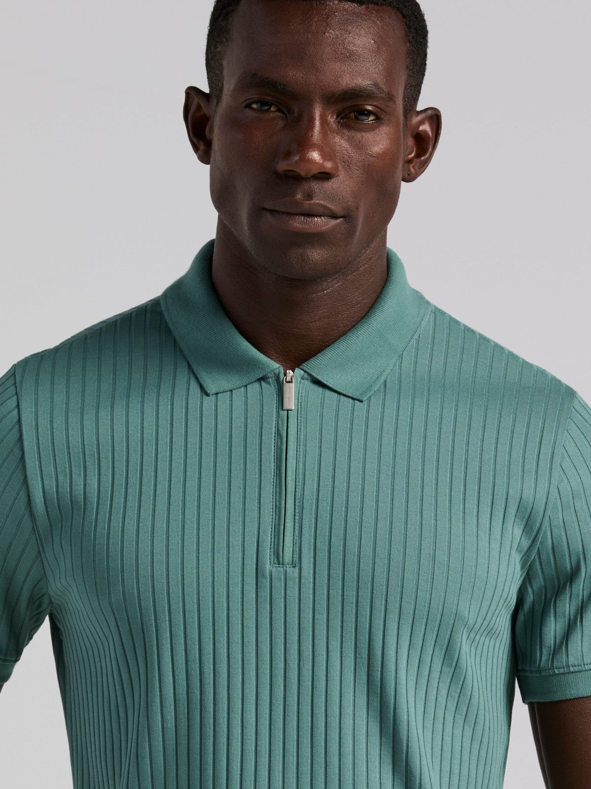 Perry Ellis Clothing Quarter Zip Ribbed Polo
