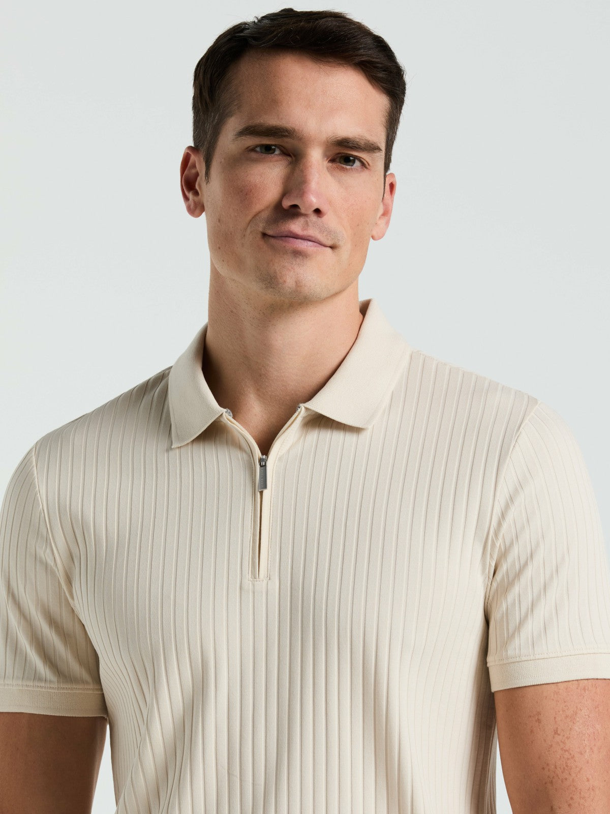 Perry Ellis Clothing Quarter Zip Ribbed Polo