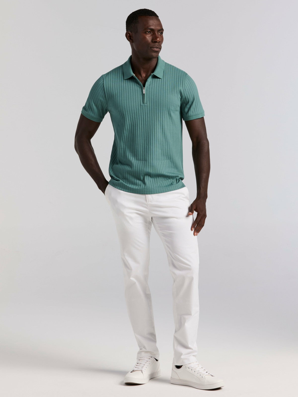 Perry Ellis Clothing Quarter Zip Ribbed Polo
