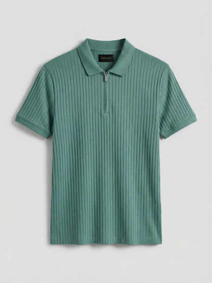 Perry Ellis Clothing Quarter Zip Ribbed Polo