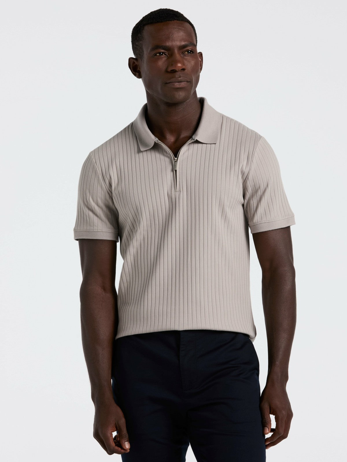 Perry Ellis Clothing Quarter Zip Ribbed Polo