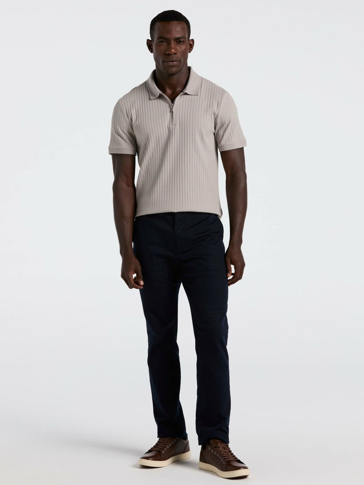 Perry Ellis Clothing Quarter Zip Ribbed Polo