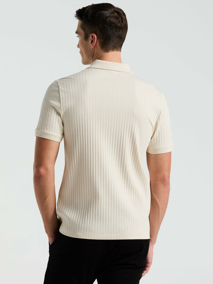 Perry Ellis Clothing Quarter Zip Ribbed Polo