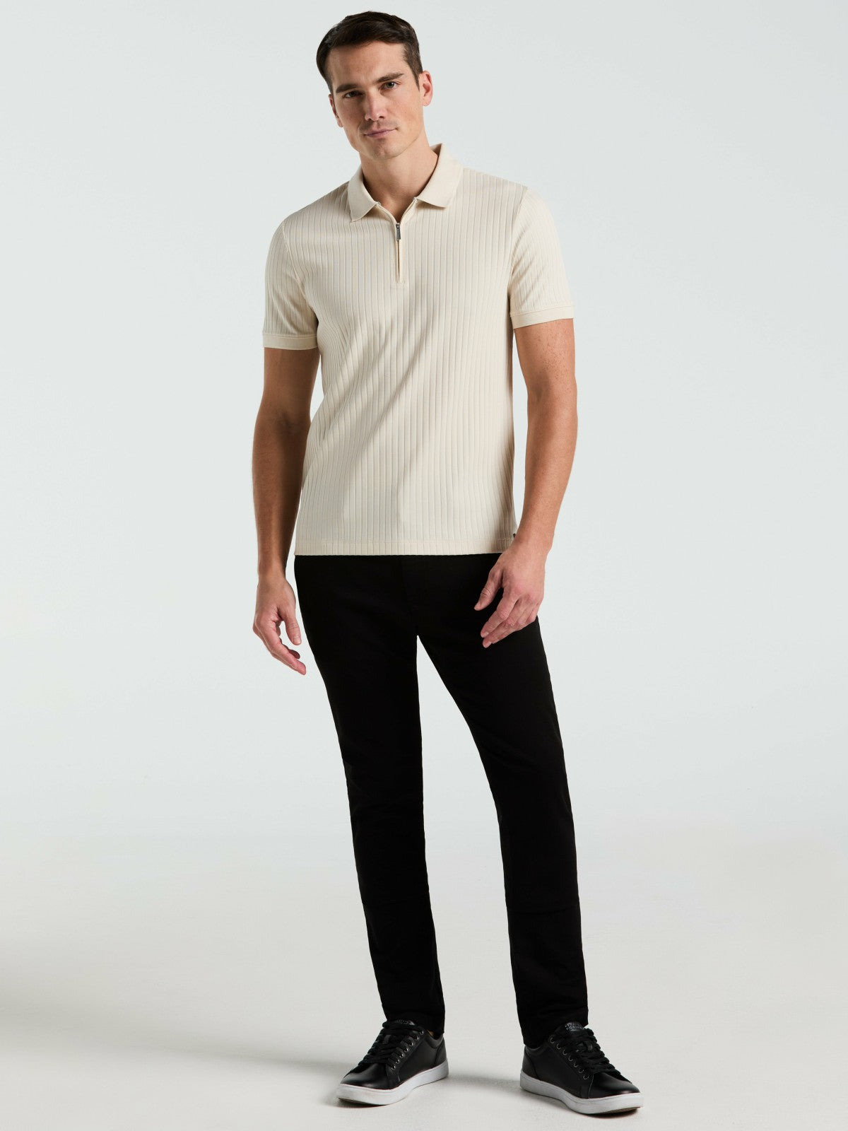 Perry Ellis Clothing Quarter Zip Ribbed Polo