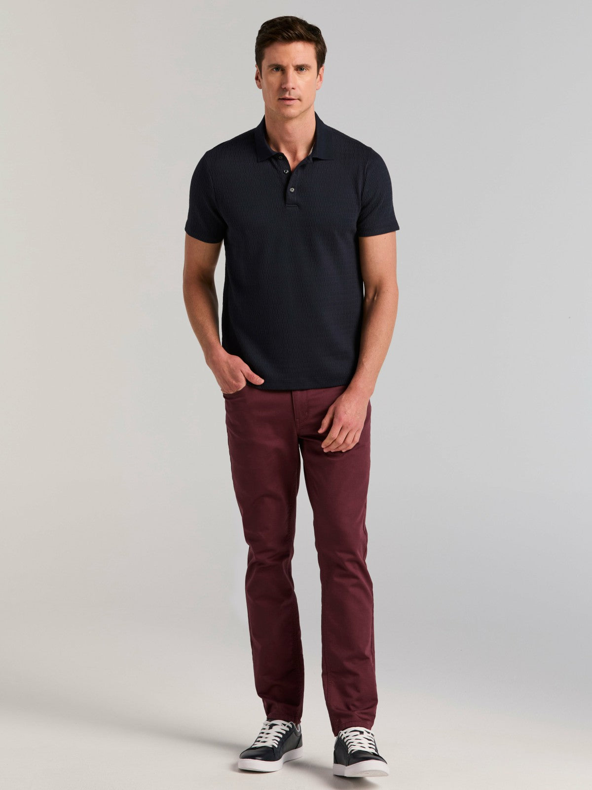 Perry Ellis Clothing Geometric Jacquard Polo Shirt