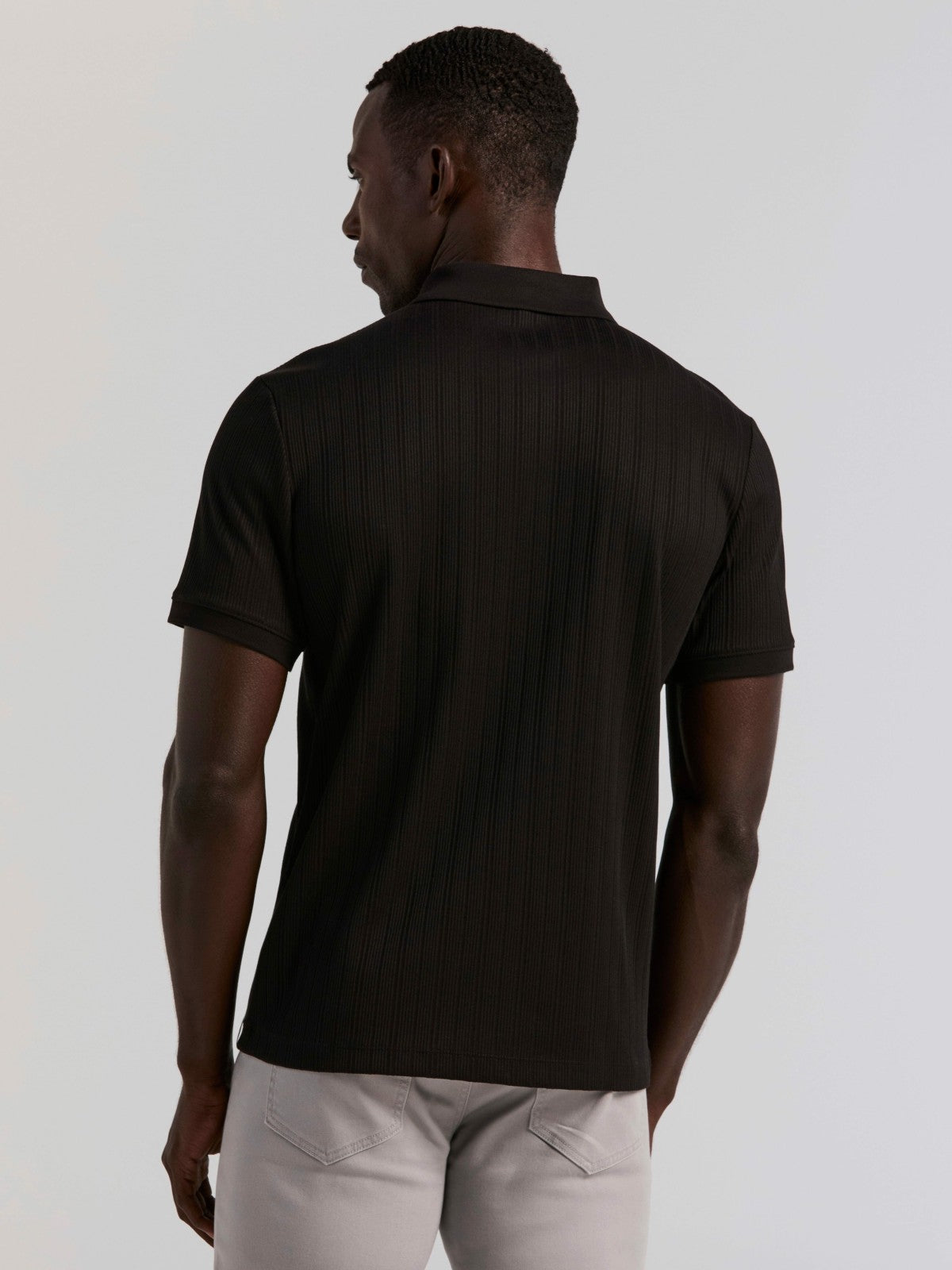 Perry Ellis Clothing Variegated Vertical Ribbed Zip Polo