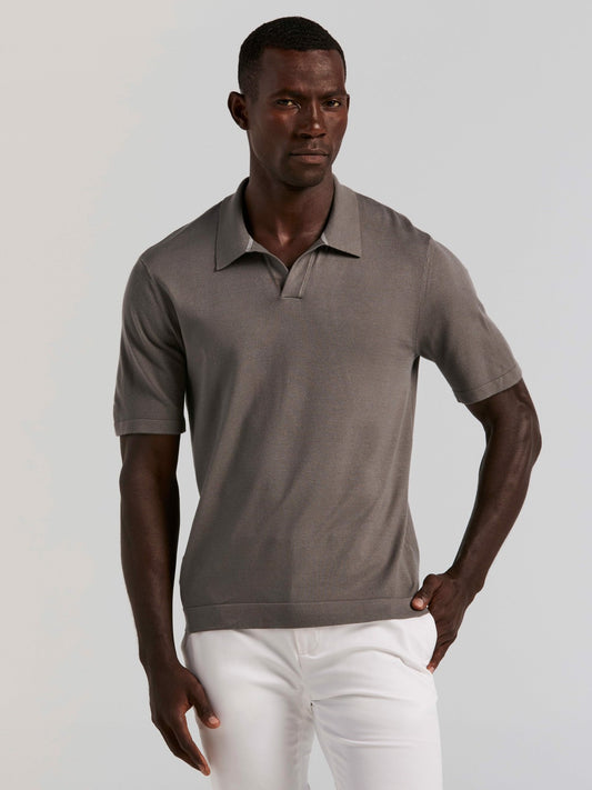 Perry Ellis Clothing Tech Knit Open Collar Sweater Polo