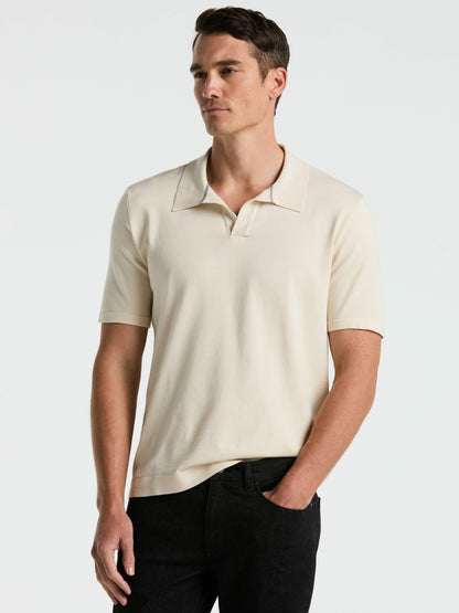 Perry Ellis Clothing Tech Knit Open Collar Sweater Polo