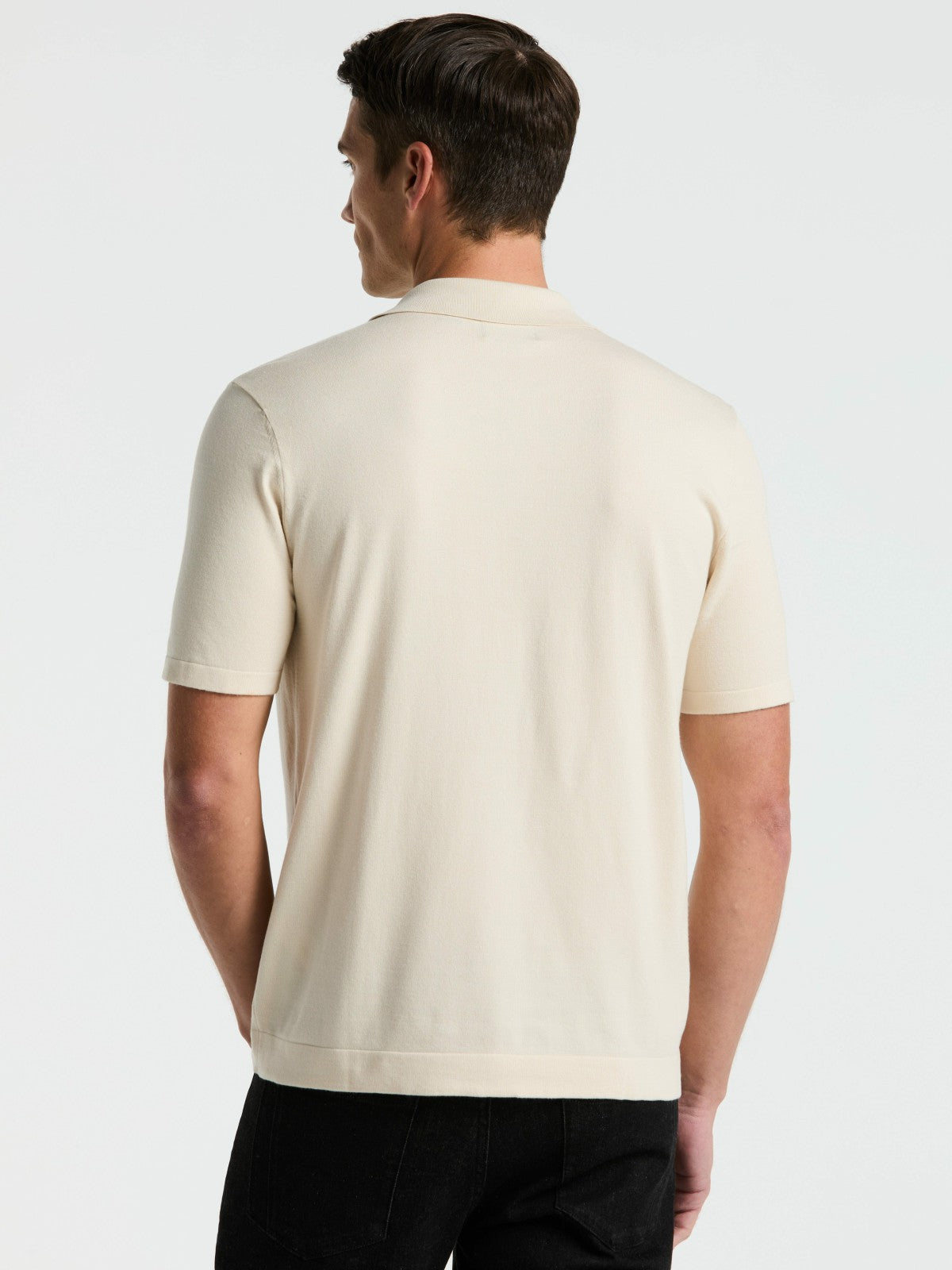 Perry Ellis Clothing Tech Knit Open Collar Sweater Polo