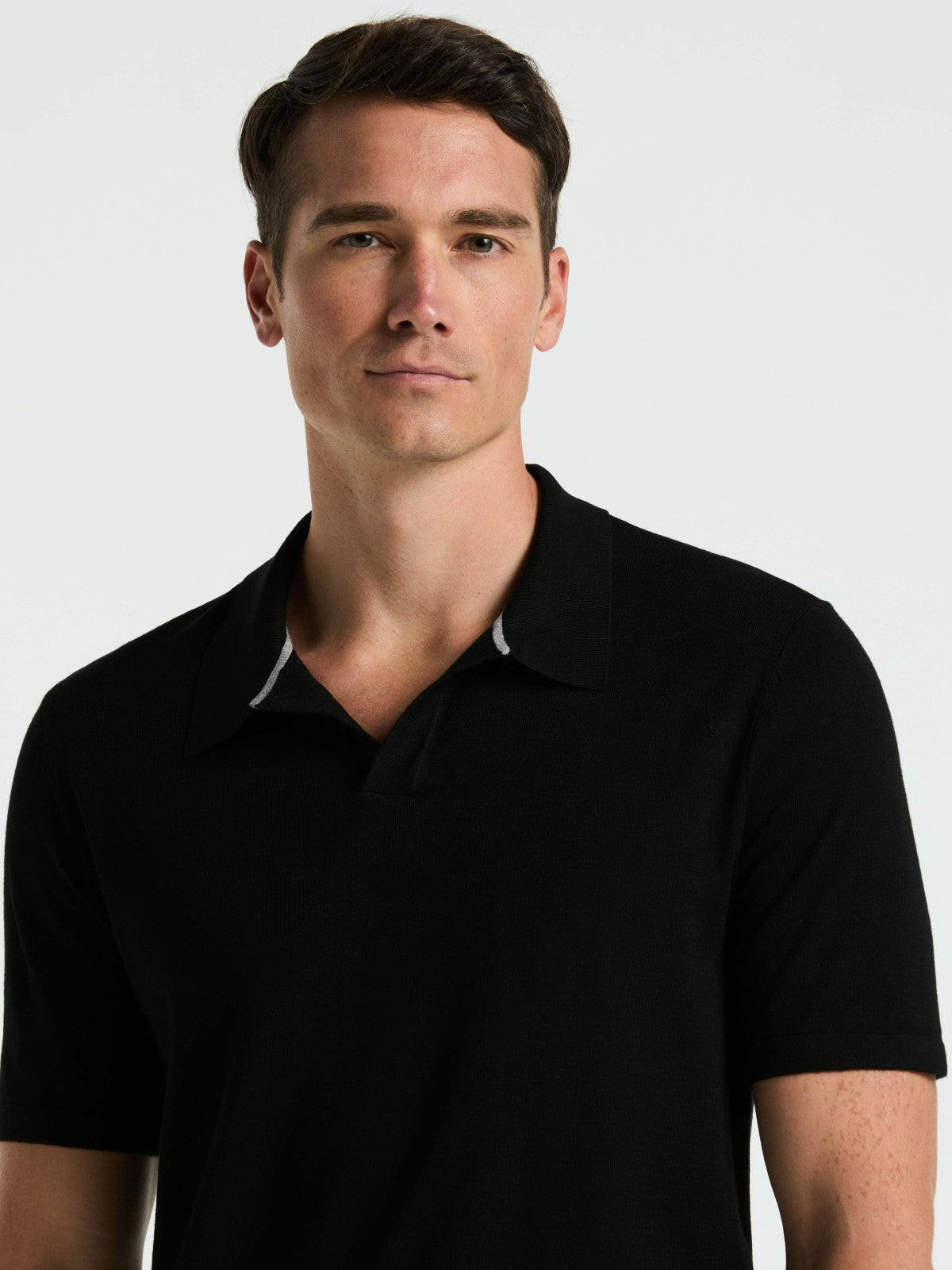 Perry Ellis Clothing Tech Knit Open Collar Sweater Polo