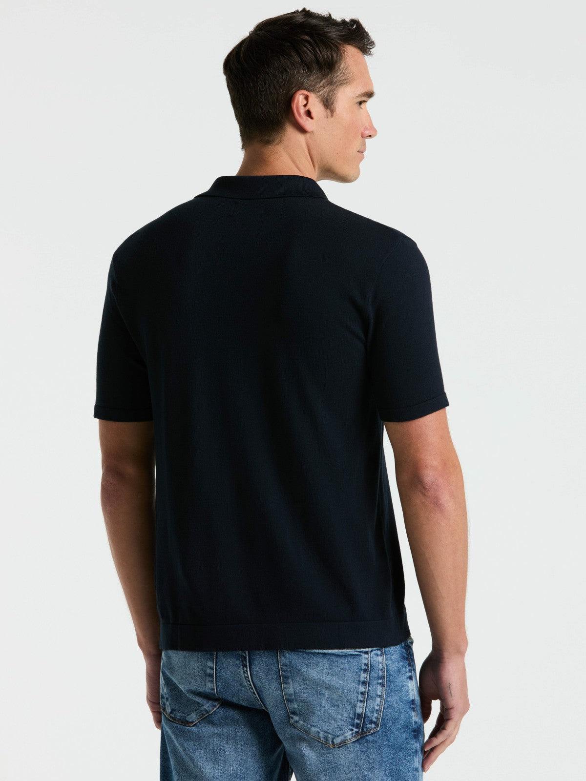 Perry Ellis Clothing Tech Knit Open Collar Sweater Polo