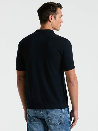 Perry Ellis Clothing Tech Knit Open Collar Sweater Polo