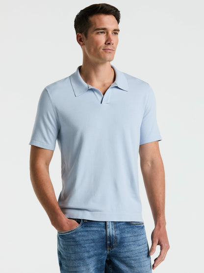 Perry Ellis Clothing Tech Knit Open Collar Sweater Polo