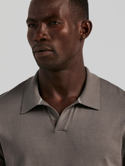 Perry Ellis Clothing Tech Knit Open Collar Sweater Polo