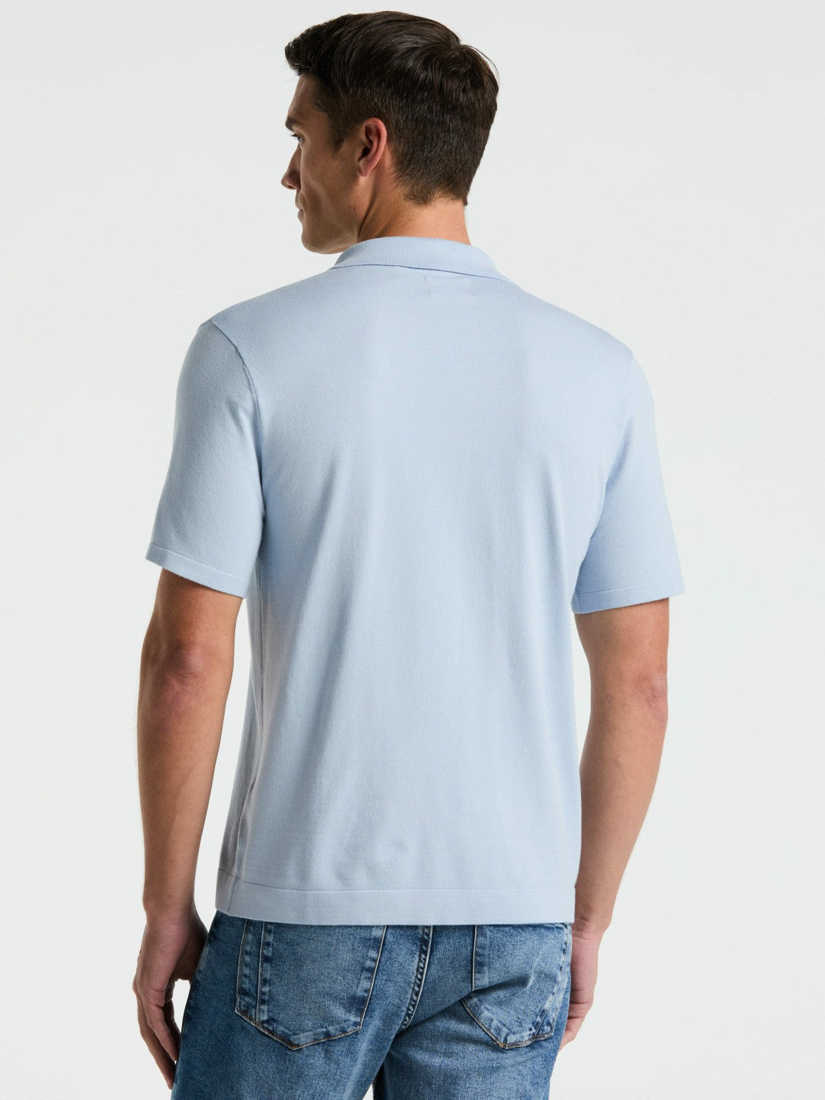 Perry Ellis Clothing Tech Knit Open Collar Sweater Polo