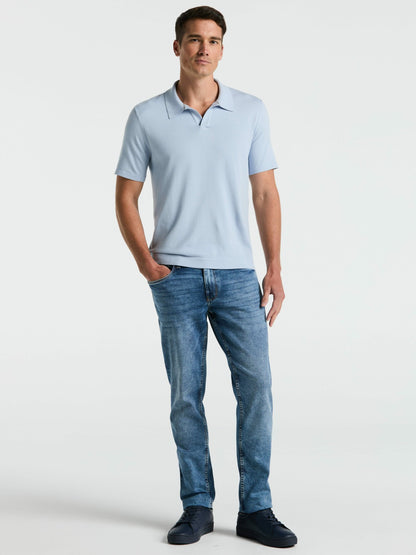 Perry Ellis Clothing Tech Knit Open Collar Sweater Polo