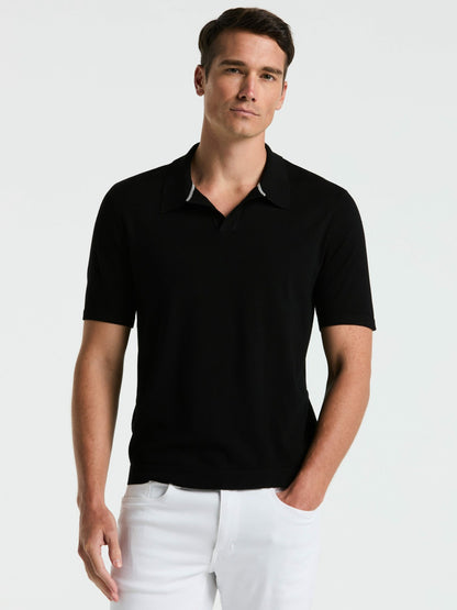 Perry Ellis Clothing Tech Knit Open Collar Sweater Polo