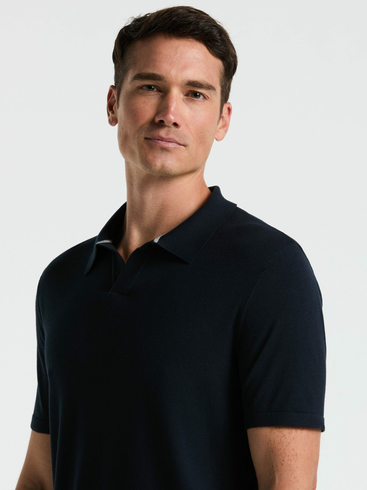 Perry Ellis Clothing Tech Knit Open Collar Sweater Polo