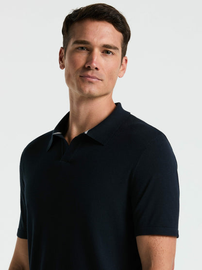 Perry Ellis Clothing Tech Knit Open Collar Sweater Polo