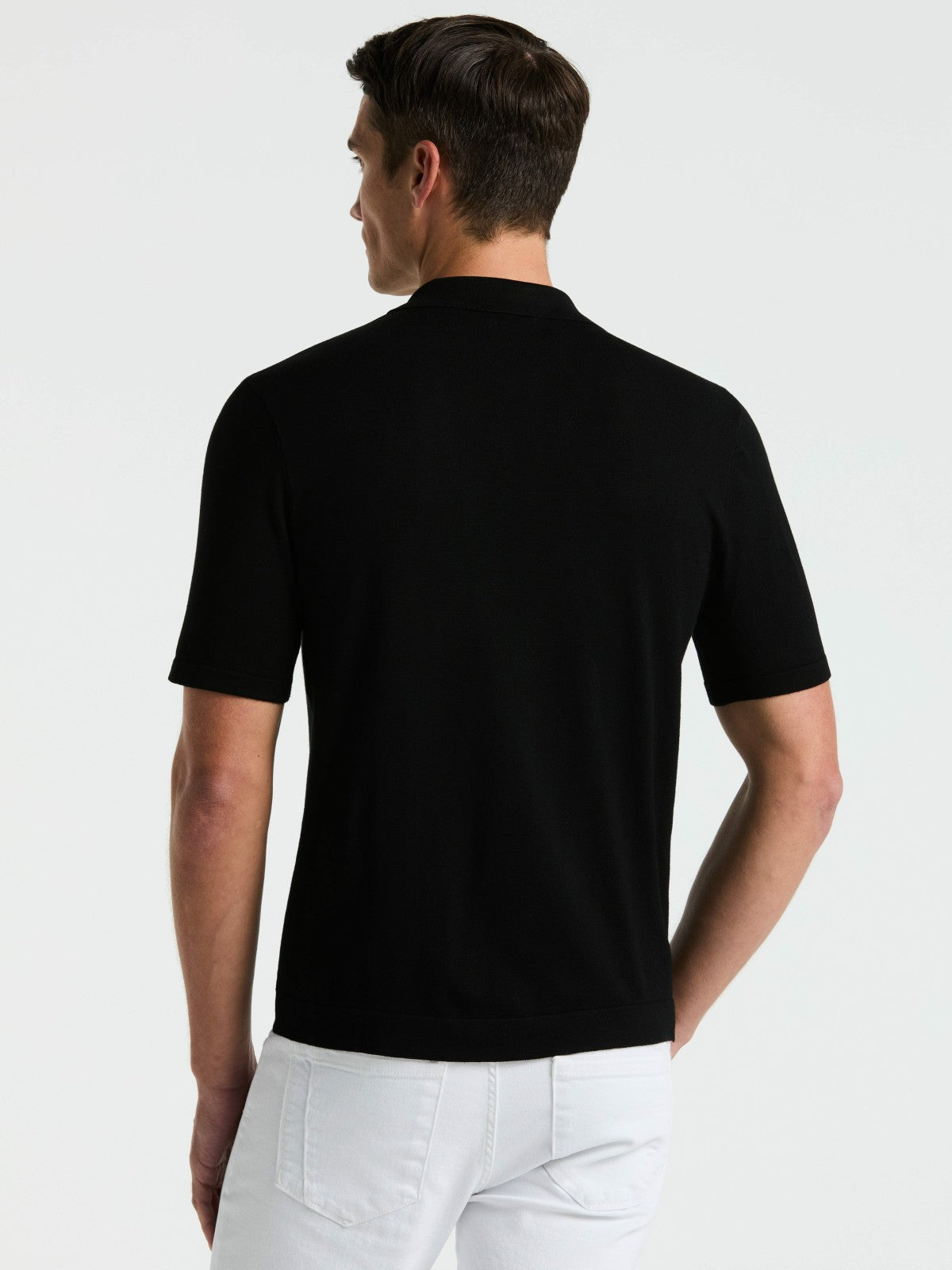 Perry Ellis Clothing Tech Knit Open Collar Sweater Polo