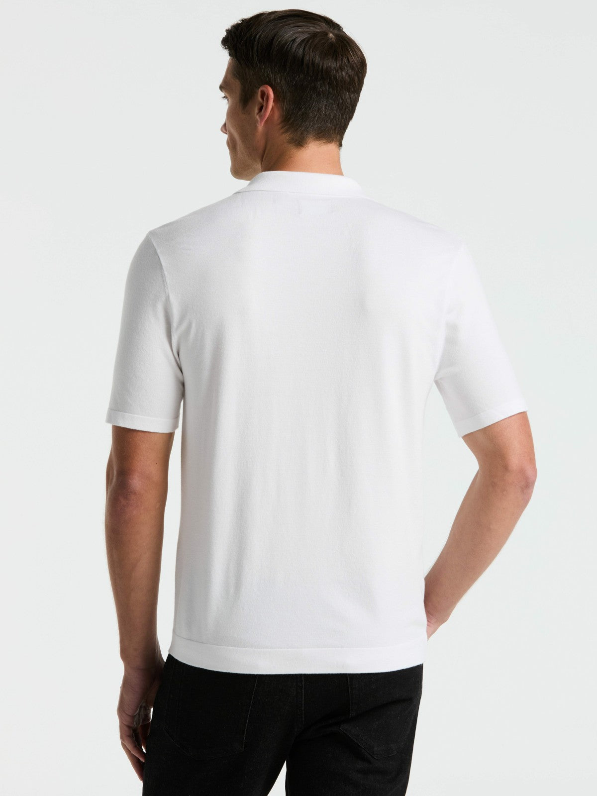 Perry Ellis Clothing Tech Knit Open Collar Sweater Polo